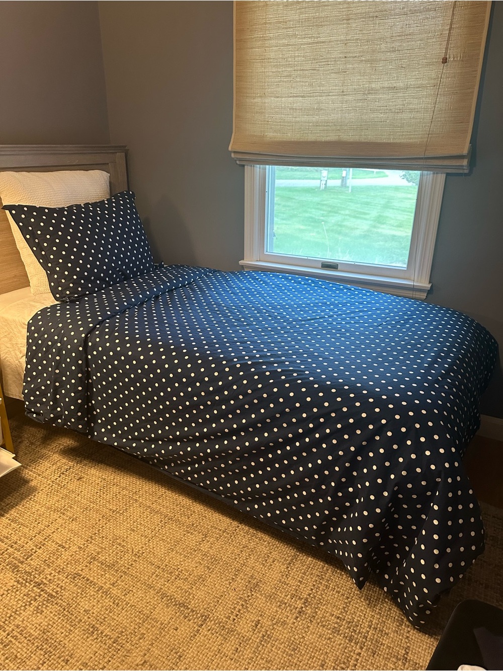 Pottery Barn Teen Twin Duvet Set - Classic Navy with White Dots